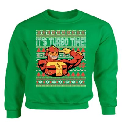 ALLNTRENDS It's Turbo Time Ugly Christmas Sweater Xmas Party Sweatshirt (4XL, Irish Green)