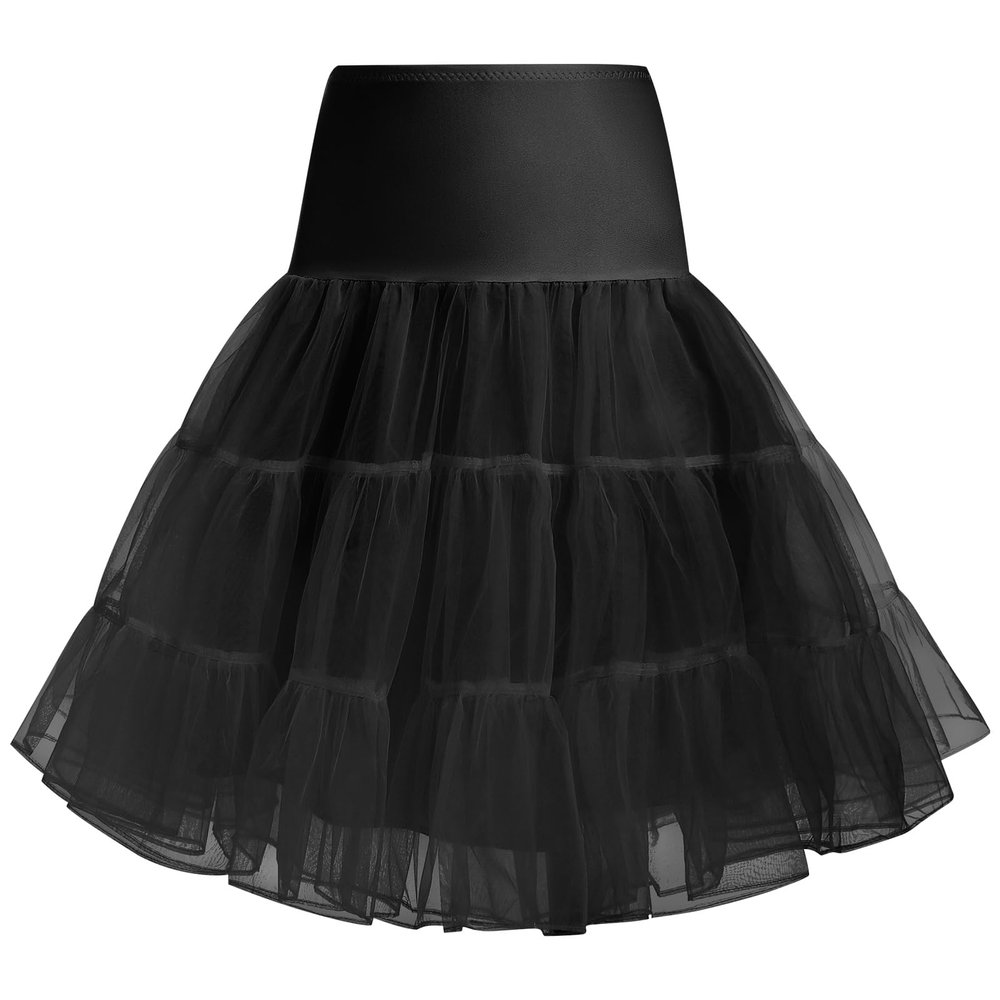 ODIZLI Women 50s Petticoat Skirts Tutu Crinoline Slips Underskirts Petticoats For Women Knee Length Hoop Skirt Retro Crinoline Women'S Half Slips # Black L