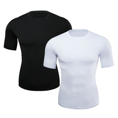 Hotfiary Men's Compression Shirts Quick Dry Athletic T-Shirts Compression Base Layer Tops for Sports Running (1 or 2pcs)