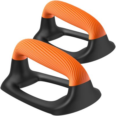 Kipika Push Up Bars, Pushup Stands With Thickened Soft Plastic Handle, Stable and Non-Slip Base, Pushup Handles Perfect for Floor Strength Training (A: Black & Orange)