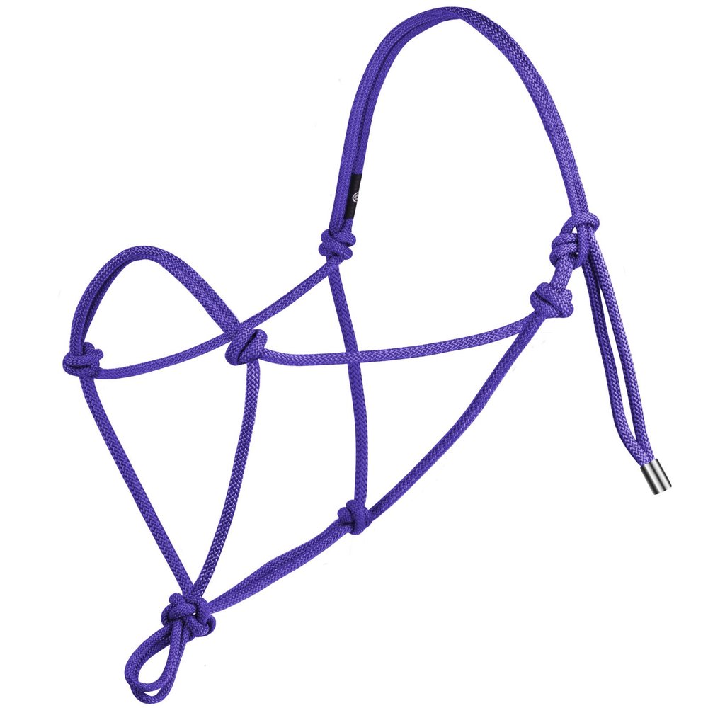 Harrison Howard Rope Halter for Horses Super Sturdy Horse Rope Training Halter with 2 Knot 1/4" Stiff Halter Cord Draft Purple