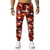 Mens Joggers, Gym Pants Men's Joggers Sweatpants Big and Tall Snow Pants for Men 5X Patchwork Camouflage Jogging Pants Outdoor Sports Fitness Slim Fit Exercise Pants Polyester (L, Red) view 3