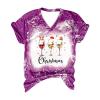 Baby It's Cold Outside Tshirt Women Christmas Snowman Bleached Shirts Casual V Neck Short Sleeve Letter Print Tee Tops view 1