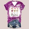 Baby It's Cold Outside Tshirt Women Christmas Snowman Bleached Shirts Casual V Neck Short Sleeve Letter Print Tee Tops view 2
