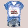 Baby It's Cold Outside Tshirt Women Christmas Snowman Bleached Shirts Casual V Neck Short Sleeve Letter Print Tee Tops view 2