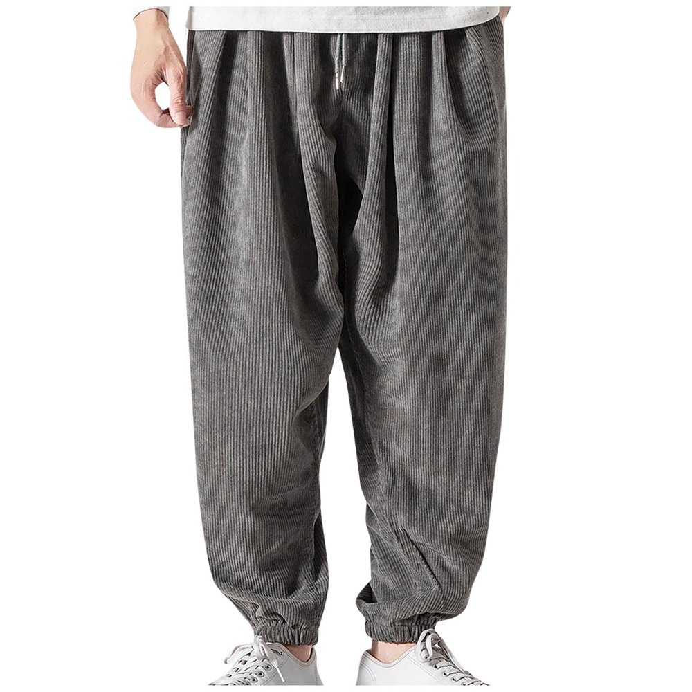 Ymosrh Work Wear Clothing for Men Pants, Big and Tall Mens Sweatpants Men's Joggers Track Pants XXL Trousers, Japanese Retro Corduroy Loose Casual Shorts, Work Safety Trousers Jogger Gym (3XL, Gray)