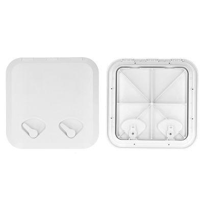 14.75 x 14.5in Marine Deck Access Hatch & Lid ABS Material Boat Deck Hatch Deck Access Hatch Inspection Cover with Lock 180 Hinged Lid(White)
