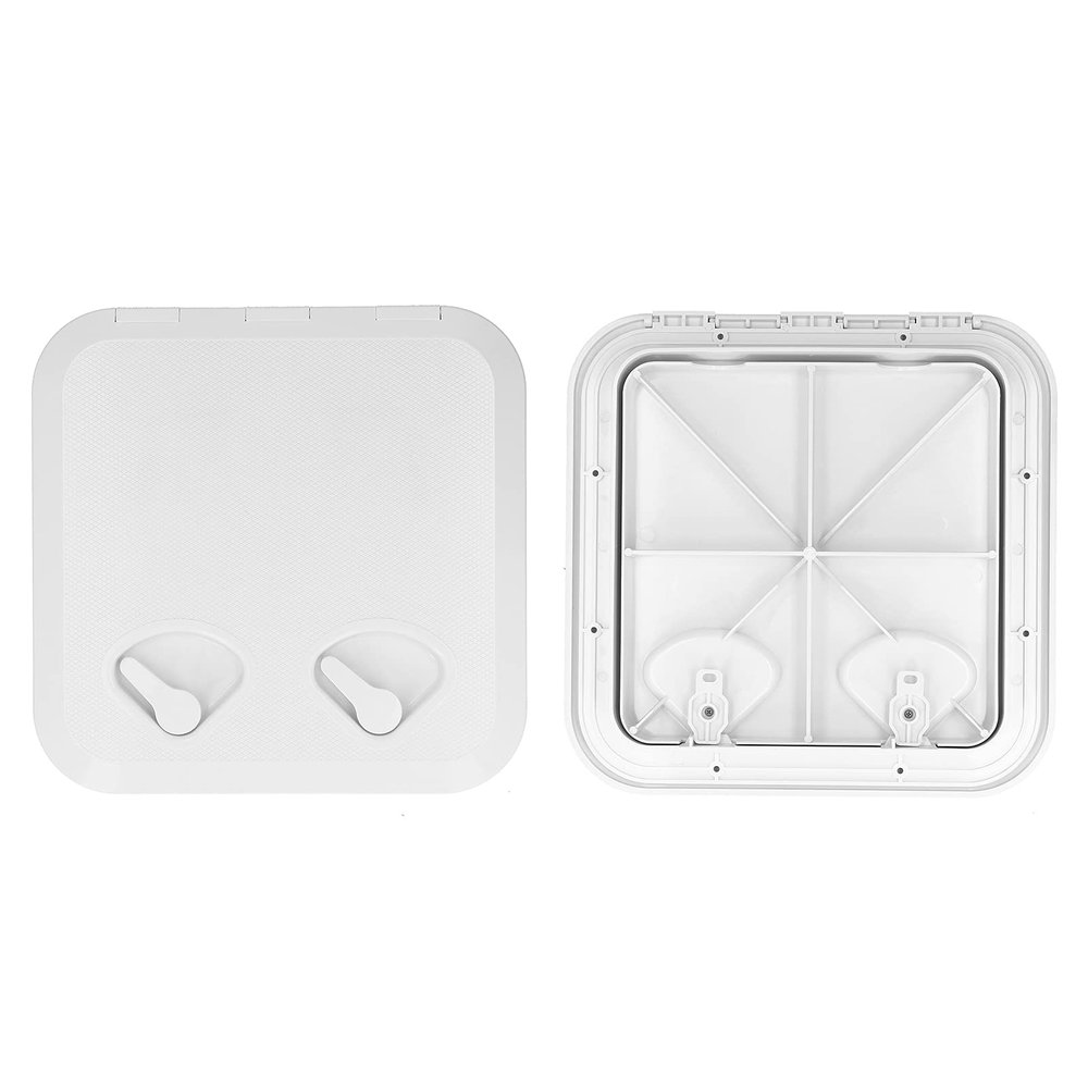 14.75 x 14.5in Marine Deck Access Hatch & Lid ABS Material Boat Deck Hatch Deck Access Hatch Inspection Cover with Lock 180 Hinged Lid(White)