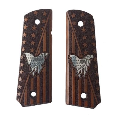 EDS Holster Wooden Pistol Grip with Eagle Logo Compatible with Colt 1911 and 1911 Variants