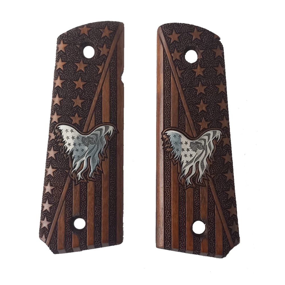 EDS Holster Wooden Pistol Grip with Eagle Logo Compatible with Colt 1911 and 1911 Variants