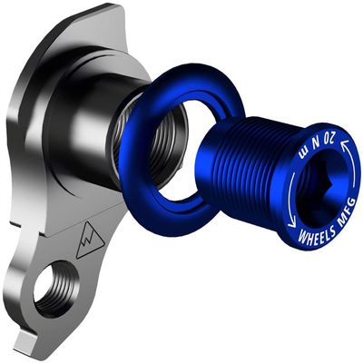Universal Derailleur Hanger - 487-6 by Wheels Manufacturing for Trek ABP MTB Frames, Accepts SRAM UDH, Black/Blue