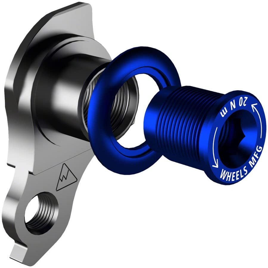 Universal Derailleur Hanger - 487-6 by Wheels Manufacturing for Trek ABP MTB Frames, Accepts SRAM UDH, Black/Blue