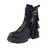 ZBYY Women's Combat Boots Side Zipper Chunky Low Heel Ankle Booties Round Toe Military Lace Up Buckle Casual Shoes view 1
