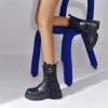 ZBYY Women's Combat Boots Side Zipper Chunky Low Heel Ankle Booties Round Toe Military Lace Up Buckle Casual Shoes view 2
