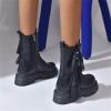 ZBYY Women's Combat Boots Side Zipper Chunky Low Heel Ankle Booties Round Toe Military Lace Up Buckle Casual Shoes view 4