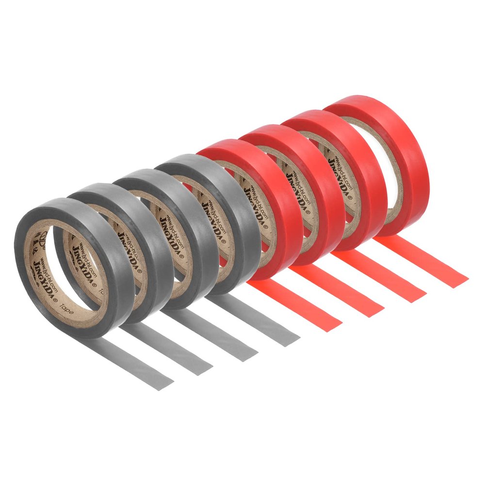 PATIKIL 26Ft Grip Finishing Tape, 8 Pack PVC Racquet Finishing Tapes Racket Accessories Sticky Seal for Tennis Badminton, Red/Grey