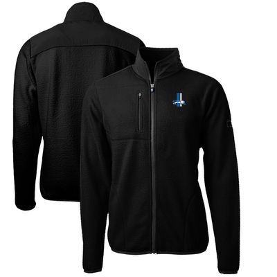 Cutter & Buck Men's Black Detroit Lions Cascade Eco Sherpa Big & Tall Fleece Full-Zip Throwback Jacket
