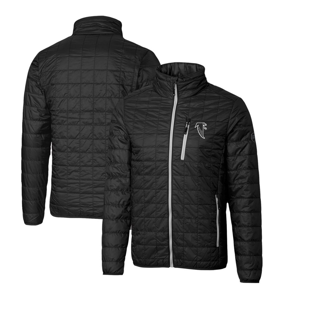 Cutter & Buck Men's Black Atlanta Falcons Throwback Logo Rainier Primaloft Eco Insulated Full-Zip Puffer Jacket
