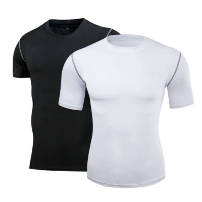 Hotfiary Men's Compression Shirts Quick Dry Athletic T-Shirts Compression Base Layer Tops for Sports Running (1 or 2pcs)