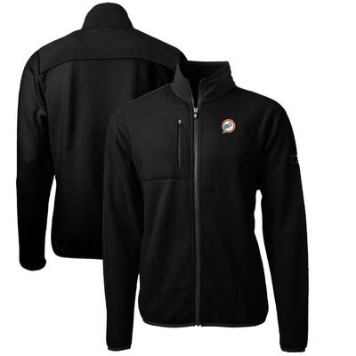 Cutter & Buck Men's Black Miami Dolphins Cascade Eco Sherpa Big & Tall Fleece Full-Zip Throwback Jacket