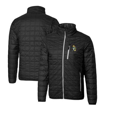 Cutter & Buck Men's Black Green Bay Packers Throwback Logo Rainier PrimaLoft Eco Insulated Full-Zip Puffer Jacket