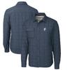 Cutter & Buck Men's Heather Navy Houston Texans Throwback Logo Rainier PrimaLoft Eco Insulated Quilted Button-Up Shacket view 1