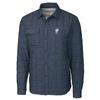 Cutter & Buck Men's Heather Navy Houston Texans Throwback Logo Rainier PrimaLoft Eco Insulated Quilted Button-Up Shacket view 2