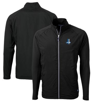 Cutter & Buck Men's Black Detroit Lions Adapt Eco Knit Hybrid Recycled Full-Zip Throwback Jacket