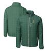 Cutter & Buck Men's Heather Green Green Bay Packers Throwback Logo Rainier PrimaLoft Eco Insulated Full-Zip Puffer Jacket view 1