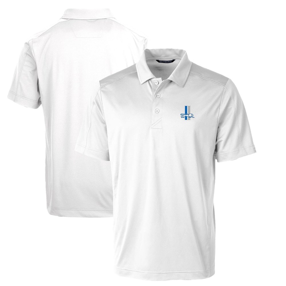 Cutter & Buck Men's White Detroit Lions Throwback Logo Prospect Textured Stretch Polo
