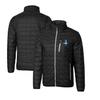 Cutter & Buck Men's Black Detroit Lions Throwback Logo Big & Tall Rainier Eco Insulated Full-Zip Puffer Jacket view 1