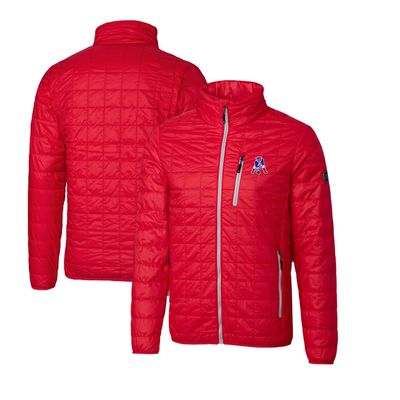 Cutter & Buck Men's Red New England Patriots Throwback Logo Rainier PrimaLoft Eco Insulated Full-Zip Puffer Jacket