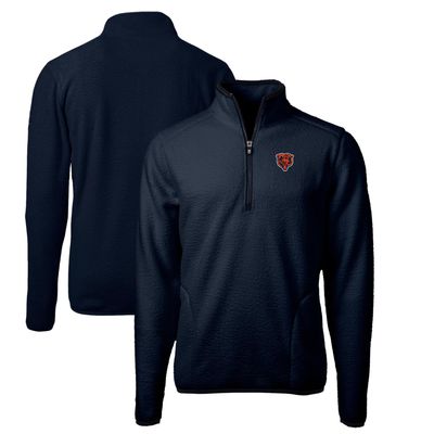 Cutter & Buck Men's Navy Chicago Bears Throwback Eco Sherpa Fleece Quarter-Zip Pullover Jacket
