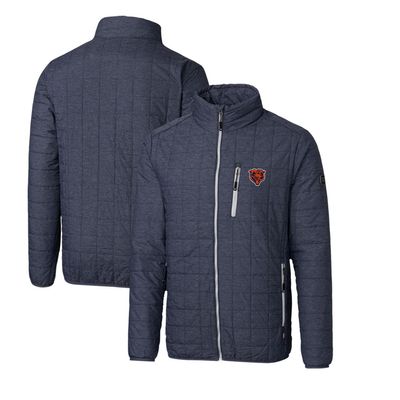 Cutter & Buck Men's Heather Navy Chicago Bears Throwback Logo Rainier PrimaLoft Eco Insulated Full-Zip Puffer Jacket