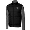 Cutter & Buck Men's Black Indianapolis Colts Throwback Logo Big & Tall Stealth Hybrid Quilted Full-Zip Windbreaker Jacket view 2