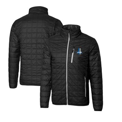 Cutter & Buck Men's Black Detroit Lions Throwback Logo Rainier Primaloft Eco Insulated Full-Zip Puffer Jacket