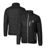 Cutter & Buck Men's Black Detroit Lions Throwback Logo Rainier Primaloft Eco Insulated Full-Zip Puffer Jacket view 1