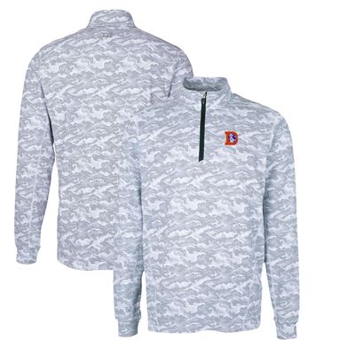 Cutter & Buck Men's Charcoal Denver Broncos Throwback Logo Traverse Camo Print Stretch Quarter-Zip Pullover Top
