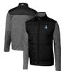 Cutter & Buck Men's Black Detroit Lions Throwback Logo Big & Tall Stealth Hybrid Quilted Full-Zip Windbreaker Jacket view 1