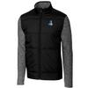 Cutter & Buck Men's Black Detroit Lions Throwback Logo Big & Tall Stealth Hybrid Quilted Full-Zip Windbreaker Jacket view 2