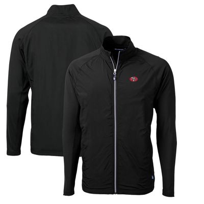 Cutter & Buck Men's Black San Francisco 49ers Adapt Eco Knit Hybrid Recycled Full-Zip Throwback Jacket