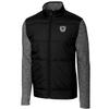 Cutter & Buck Men's Black Las Vegas Raiders Throwback Logo Big & Tall Stealth Hybrid Quilted Full-Zip Windbreaker Jacket view 2