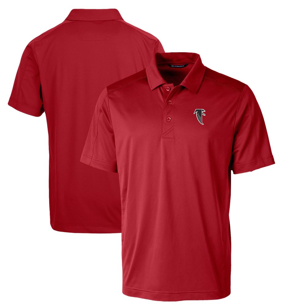 Cutter & Buck Men's Red Atlanta Falcons Throwback Team Logo Prospect Textured Stretch Polo