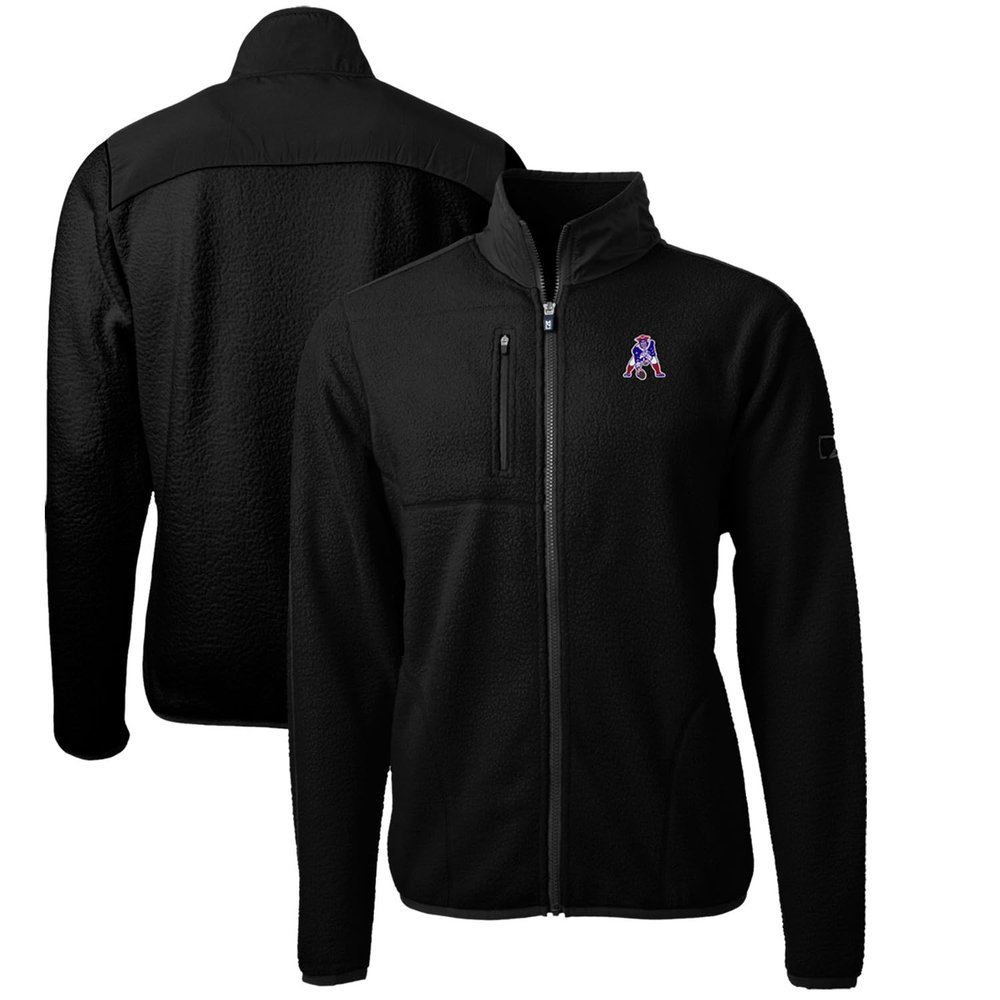 Cutter & Buck Men's Black New England Patriots Cascade Eco Sherpa Big & Tall Fleece Full-Zip Throwback Jacket