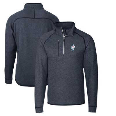 Cutter & Buck Men's Heather Navy Houston Oilers Throwback Logo Mainsail Sweater-Knit Half-Zip Pullover Jacket
