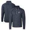 Cutter & Buck Men's Heather Navy Houston Oilers Throwback Logo Mainsail Sweater-Knit Half-Zip Pullover Jacket view 1