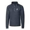 Cutter & Buck Men's Heather Navy Houston Oilers Throwback Logo Mainsail Sweater-Knit Half-Zip Pullover Jacket view 2