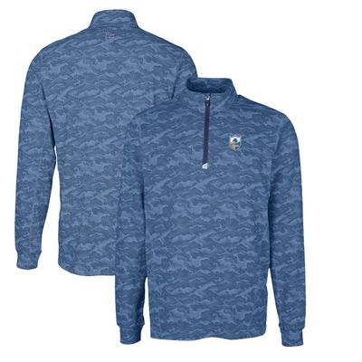 Cutter & Buck Men's Navy Los Angeles Chargers Throwback Logo Big & Tall Traverse Camo Print Stretch Quarter-Zip Pullover Top