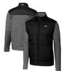 Cutter & Buck Men's Black San Francisco 49ers Throwback Logo Big & Tall Stealth Hybrid Quilted Full-Zip Windbreaker Jacket view 1