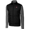 Cutter & Buck Men's Black San Francisco 49ers Throwback Logo Big & Tall Stealth Hybrid Quilted Full-Zip Windbreaker Jacket view 2